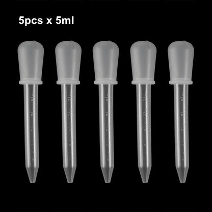 2/5pcs 5ml Clear Silicone Dropper Graduated Pipette Liquid Food Dropper for Epoxy Resin Candy Molds Jewelry Making Tools
