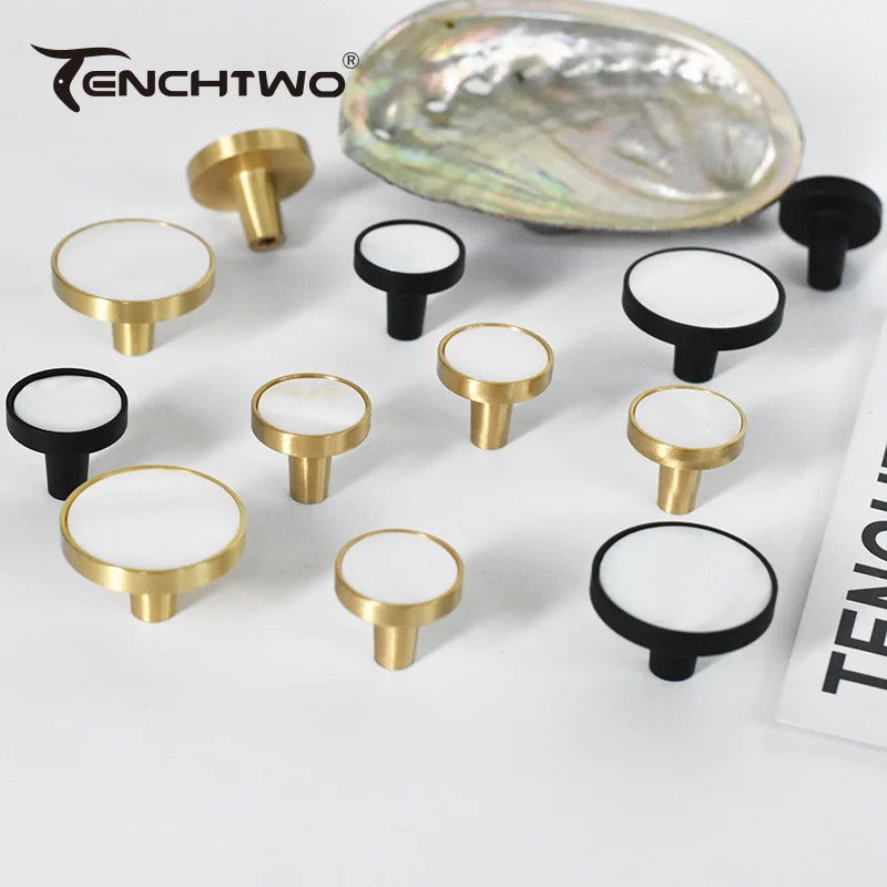 Natural Shell Gold Brass Wall Hooks Shoe Cabinet Knobs Closet Furniture Handle Wardrobe Drawer Pull Vintage Kitchen Accessories