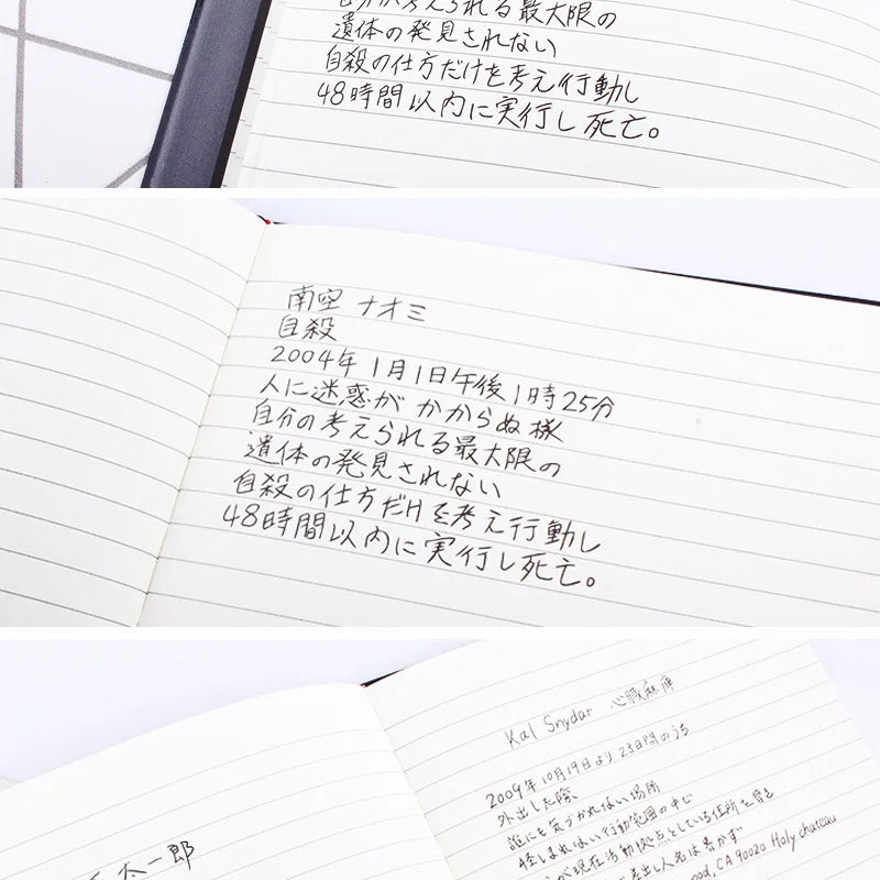 A5 Anime Death Note Notebook Set Leather Journal and Necklace Feather Pen Animation Art Writing Journal Death Note Notepad