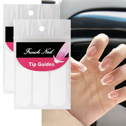 2pcs French Manicure Nail Wraps Stickers, Nail Art Form Fringe Tip Guides for DIY Nail Decoration