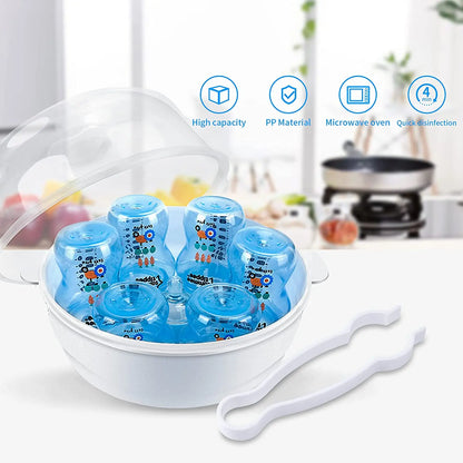 Microwave Steam Steriliser for Baby Bottles High Temperature Microwave Steam Nipple Sterilizer Baby Bottle Holder Storage