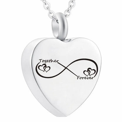 Stainless Steel Silver Cremation Jewelry Forever in My Heart Ashes Keepsake Urns Pendant Necklace for Women, 20 Inch Link Chain