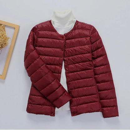 Ultra Thin Down Jacket Women Pink Womens Lightweight Down Jackets Ultra Light White Coat Warm Short Jackets Women