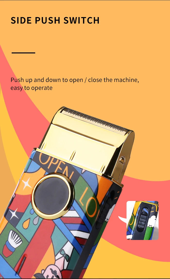 Kemei Uno Cordless Single Foil Shaver StyleCraft Graffiti Professional Lithium ion Razor Super Close Cutting WITH NO IRRITATION