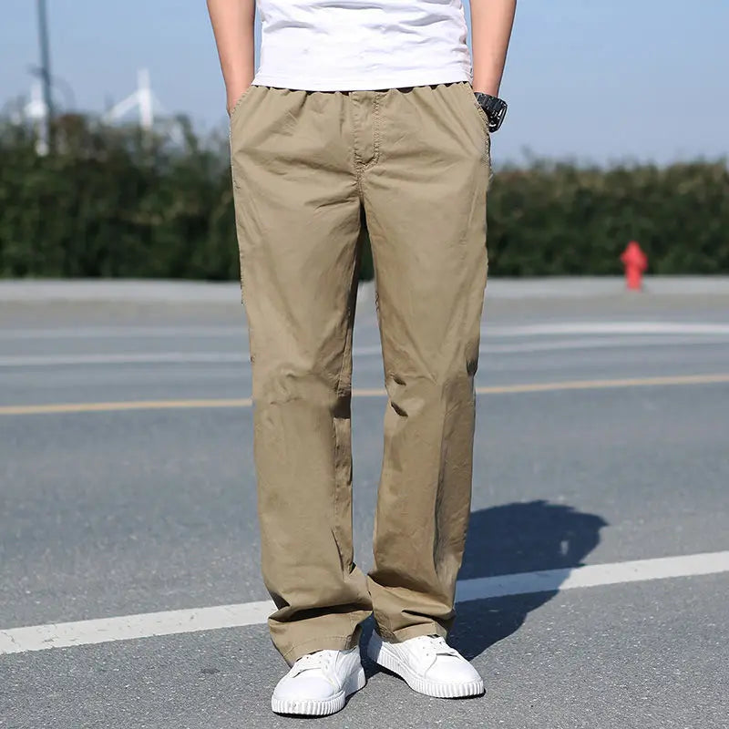 Cotton Cargo Trousers Men Work Pants Sports Casual Jogging Training High Quality Overalls Korean Plus Size Loose Straight Pants