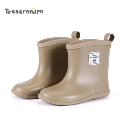 Child Boy Rubber Rain Shoes Girls Boys Kid Ankle Rain Boots Waterproof Shoes Round Toe Water Shoes Soft Toddler Rubber Shoes