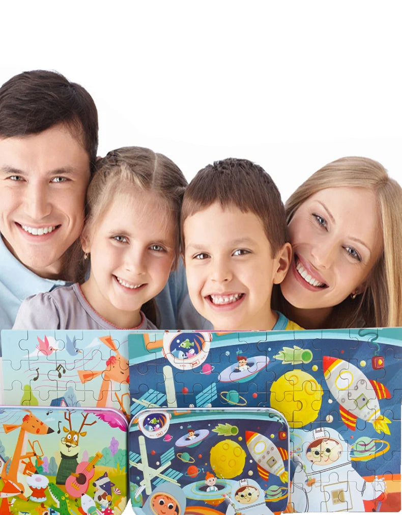 Hot New 60 Pieces Wooden Puzzle Toys for Children Cartoon Vehicle Animal Wood Jigsaw Baby Learning Educational Toy Kids Gift