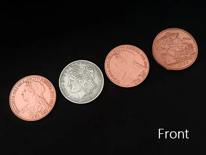 Sun and Moon Coin Set Magic Tricks Coin transposition Vanish Magia Magician Accessory Close Up Illusions Prop Gimmick Mentalism