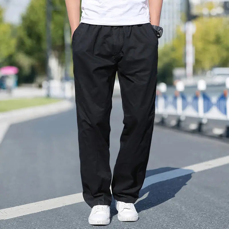Cotton Cargo Trousers Men Work Pants Sports Casual Jogging Training High Quality Overalls Korean Plus Size Loose Straight Pants