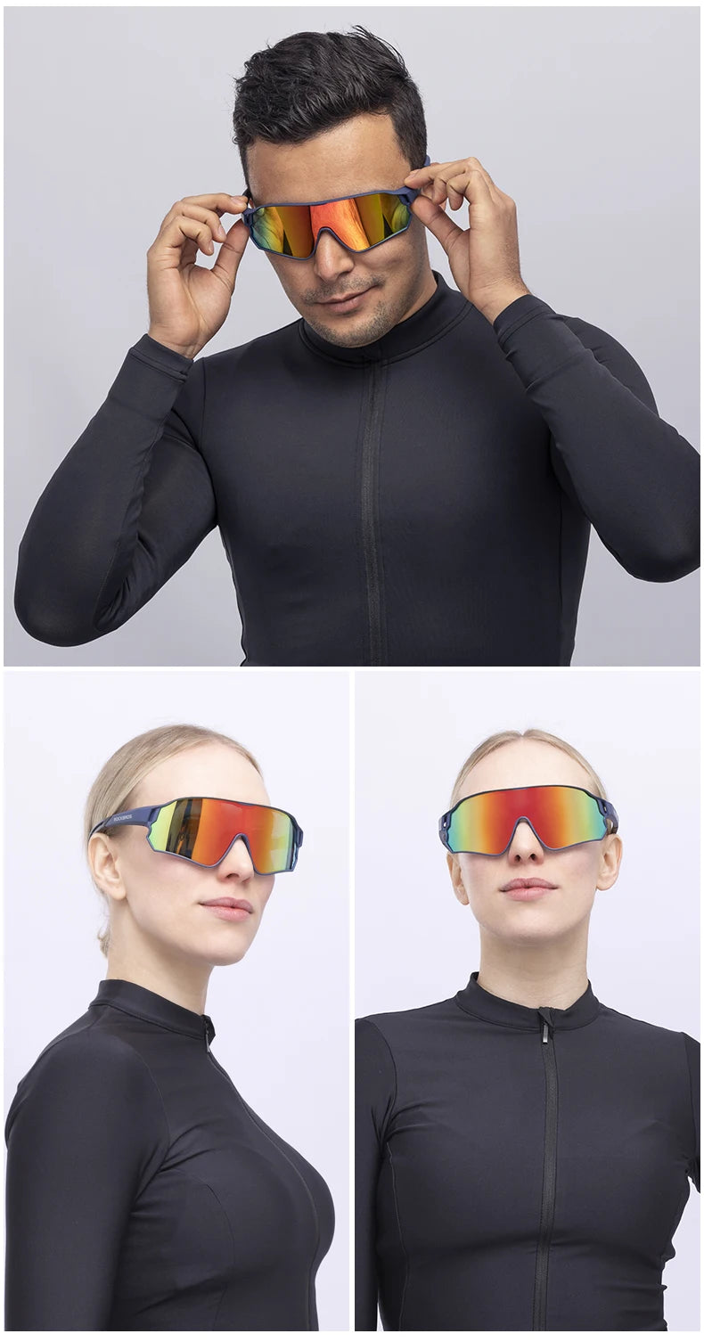 ROCKBROS Polarized Cycling Glasses Bike Polarized Glasses Outdoor Sports MTB Bicycle Sunglasses Goggles Eyewear Myopia Frame