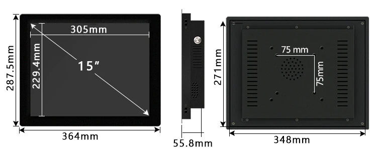 10 12 15 Inch industrial all in one pc computer with resistive touch screen panel pc built-in wifi rs232 com win10 pro 1024*768