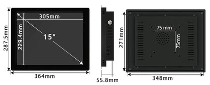 10 12 15 Inch industrial all in one pc computer with resistive touch screen panel pc built-in wifi rs232 com win10 pro 1024*768