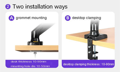 Desktop NB F160 + FP-2 Gas Spring Dual Arm for 17"-27" Monitor Holder + 10"-17" Laptop Support Air Press Mount Stand Load 2-9kg