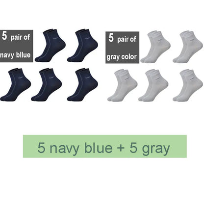 10Pairs/Lot Men Bamboo Socks Brand Comfortable Breathable Casual Business Men's Crew Socks High Quality Guarantee Sox Male Gift