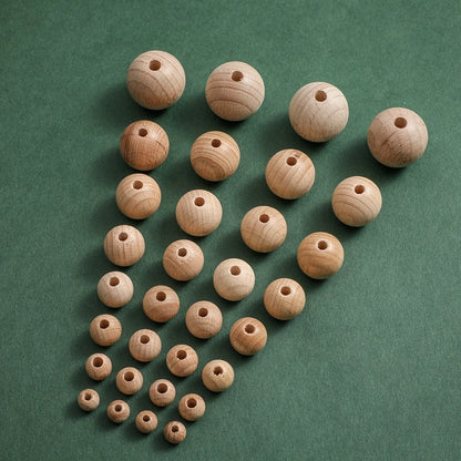 Let's Make 100Pcs Wooden Teether Chewable 8-20mm Round Beads Ecofriendly Unfinished Beech Beads DIY Craft Wooden Gift