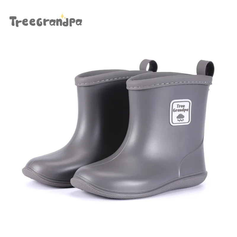 Child Boy Rubber Rain Shoes Girls Boys Kid Ankle Rain Boots Waterproof Shoes Round Toe Water Shoes Soft Toddler Rubber Shoes