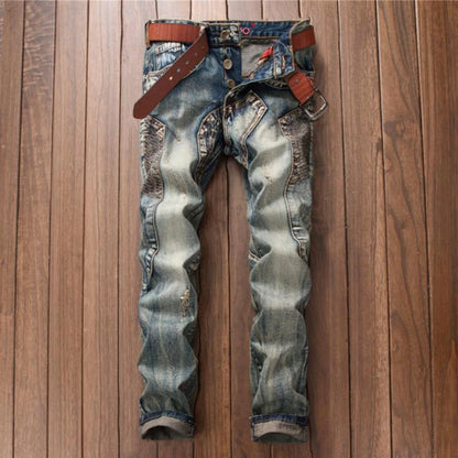 2022 New Fashion Mens Biker Jeans Punk Style Men Cargo Denim Pants  Zipper Pocket Motorcycle Jeans Male Pantalones Hombre