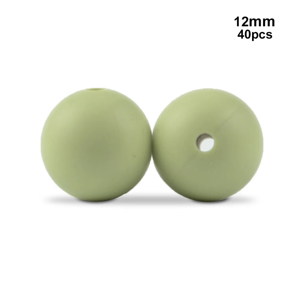 LOFCA 40pcs 12mm Silicone Beads Teething Chew Beads Food Grade Teether Necklace BPA Free Diy Jewelry Baby Teether Toy Pacifier