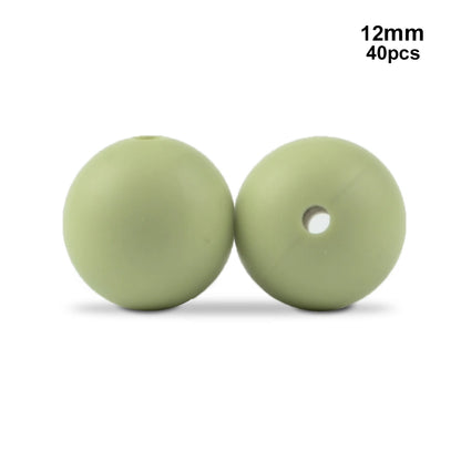 LOFCA 40pcs 12mm Silicone Beads Teething Chew Beads Food Grade Teether Necklace BPA Free Diy Jewelry Baby Teether Toy Pacifier