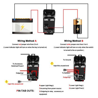 1pc 5 Pin Marine Switch SPST Carling Switch Car Boat Truck Rocker Switch 12V 24V ON-OFF Blue LED Waterpoof