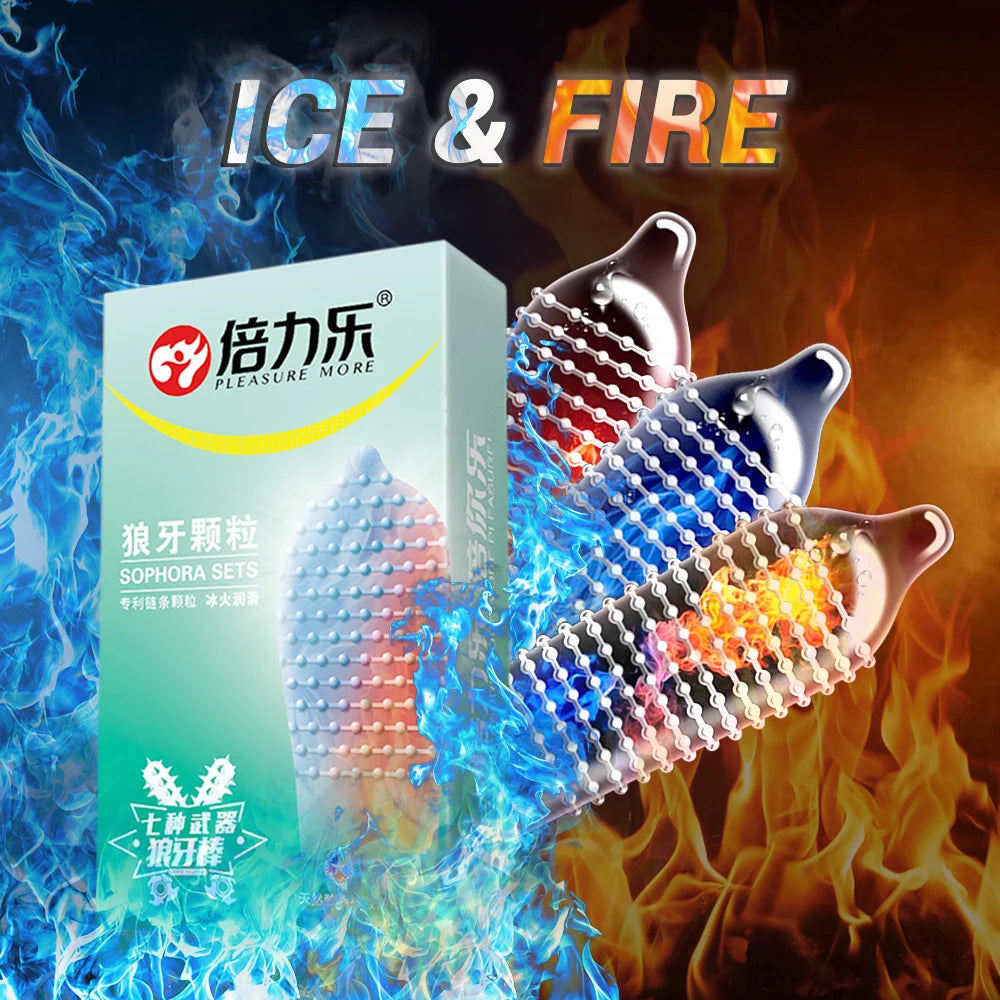 Rubber Condom With Tendrils Sex Toys Ice Fire Feeling Penis Sleeve For Adults 18 Stimulation Safety Condoms Erotic Products