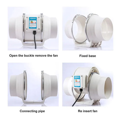 6 inch 220V Exhaust Fans Home Inline Pipe Duct Fan Extractor Ventilation Kitchen Toilet  Air Clean Ventilator Diagonal Flow Fan