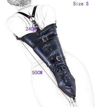 SM Sexy Restraint Arm Binder Behind Back Straight Jacket Leather Armbinder Slave Lockable Bondage Shoulder Straps Club Role play