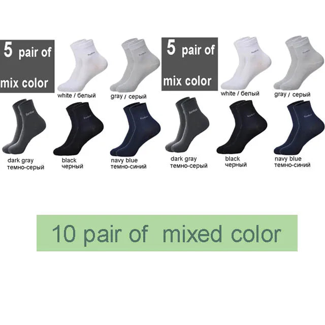 10Pairs/Lot Men Bamboo Socks Brand Comfortable Breathable Casual Business Men's Crew Socks High Quality Guarantee Sox Male Gift