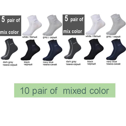 10Pairs/Lot Men Bamboo Socks Brand Comfortable Breathable Casual Business Men's Crew Socks High Quality Guarantee Sox Male Gift