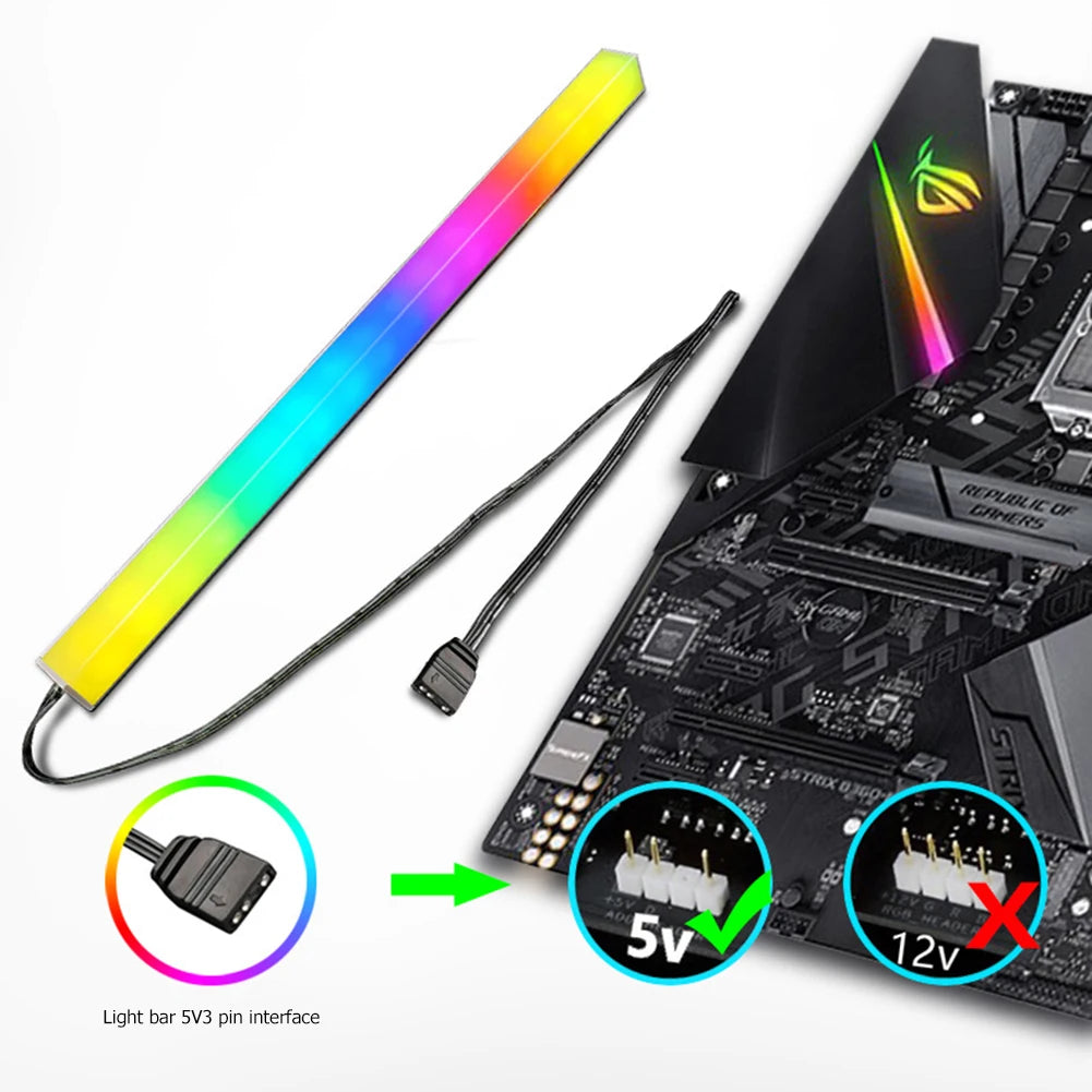 30cm Aluminum alloy RGB PC Case LED Strip Magnetic Computer Light Bar 5V/3PIN Small 4Pin ARGB Motherboard Light-Strip