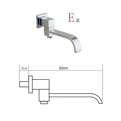 BECOLA Wall Mounted Faucet Spout Square and Round Brass Chrome/Black Spouts Waterfall Shower Faucet Accessories