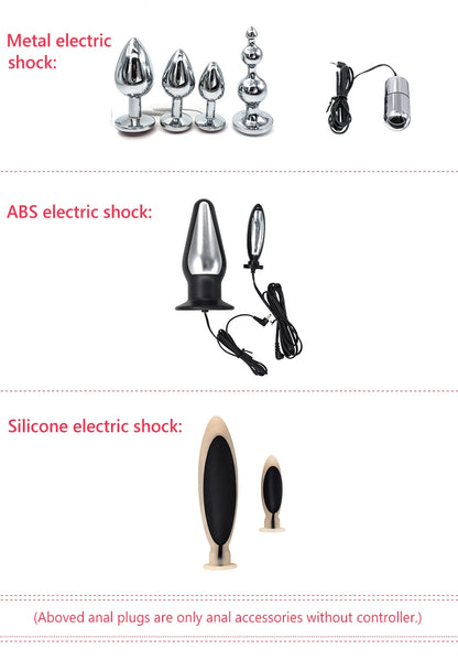 Electro Shock Anal Vaginal Plug Jump Egg Dildo Butt Plug Stimulator E-Stim Prostate Massager Electricity Accessory BDSM Sex Toy