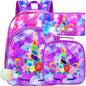 3PCS Unicorn Backpack for Girls, 16”Kids Sequin Bookbag with Lunch Box, School Bag for Elementary Toddler