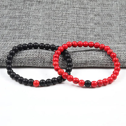 Hot Sale 2pcs/Set Couples Beaded Bracelets Tiger Eye Black Lava Natural Stone Beaded Bracelets Malachite Energy Elastic Jewelry