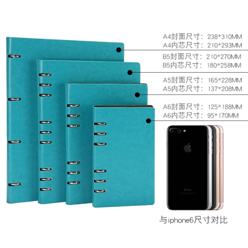 A4 A5 A6 B5 Hollow Loose-leaf Notebook, Detachable Notebook, Leather Notepad Notebook Binder Notepads Stationery