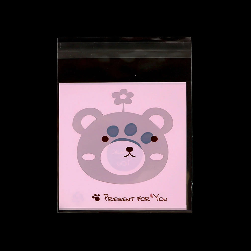 50/100 pcs 10x13cm Opp Self-Stick Transparent Packing Bear Owl Cookie Candy Wedding Birthday Christmas Party Gift Bag Wholesale