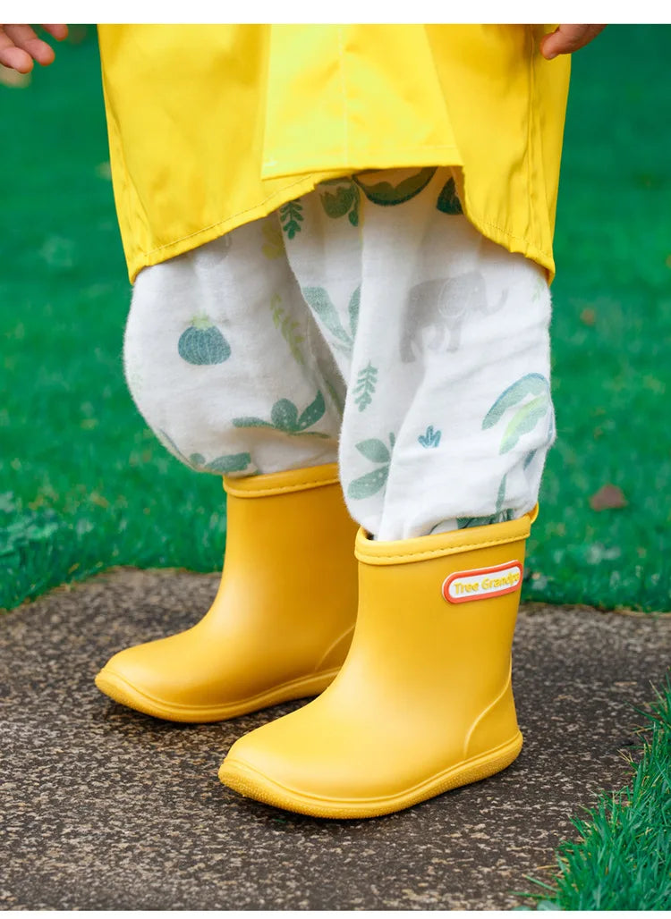 Child Boy Rubber Rain Shoes Girls Boys Kid Ankle Rain Boots Waterproof Shoes Round Toe Water Shoes Soft Toddler Rubber Shoes