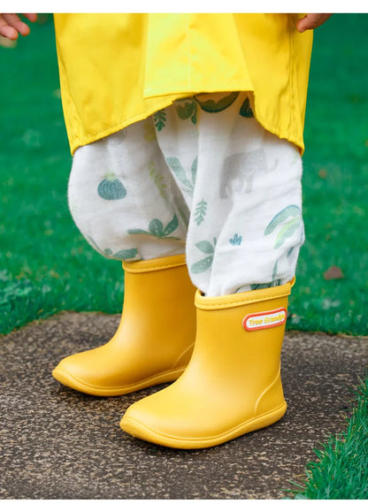 Child Boy Rubber Rain Shoes Girls Boys Kid Ankle Rain Boots Waterproof Shoes Round Toe Water Shoes Soft Toddler Rubber Shoes