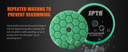 SPTA 3"/5"/6" Car Spong Buffing Polishing Pad Honeycomb Pattern Hook&Loop Backer For DA/RO/GA Car Buffer Polisher