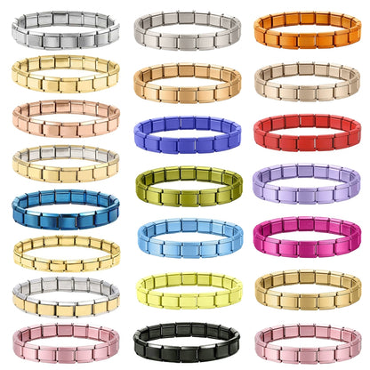 New Women's Men's Jewelry DIY 9MM Width Italian Elastic Charm Bracelet Solid Color Stainless Steel Fashion Bangle