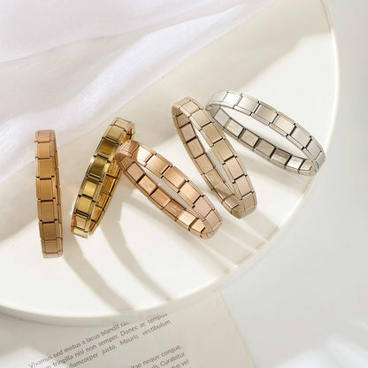 Stainless Steel Purple Rose Pink Black Champagne Gold Color Italian Charms Bracelet Colorful 9mm Width Bangle Men Women Jewelry