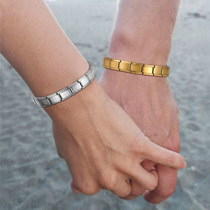 Stainless Steel Purple Rose Pink Black Champagne Gold Color Italian Charms Bracelet Colorful 9mm Width Bangle Men Women Jewelry