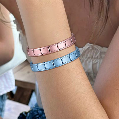 New Women's Men's Jewelry DIY 9MM Width Italian Elastic Charm Bracelet Solid Color Stainless Steel Fashion Bangle