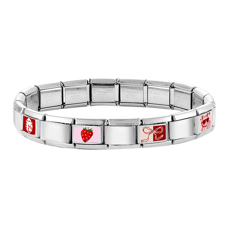 Y2K Red Pink Heart Dog Cat Flowers Italian Charm Link Fit 9mm Stainless Steel Jewelry DIY Making Bracelets For Gifts