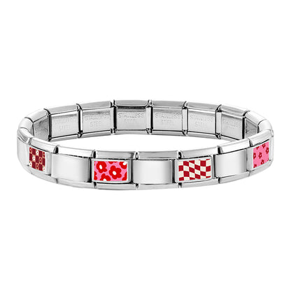 Y2K Red Pink Heart Dog Cat Flowers Italian Charm Link Fit 9mm Stainless Steel Jewelry DIY Making Bracelets For Gifts