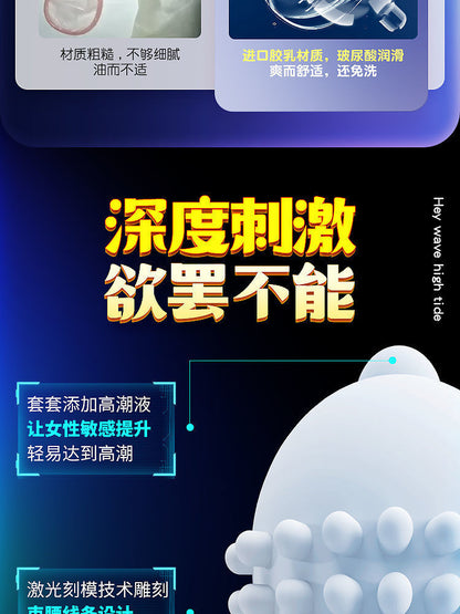 5D Dotted Condoms with Mustache Ribbed G Point Latex Ultra Thin Condom Orgasm Contraceptives Stimulate Vaginal Adults Sex Toys