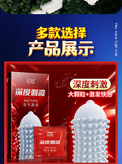 5D Dotted Condoms with Mustache Ribbed G Point Latex Ultra Thin Condom Orgasm Contraceptives Stimulate Vaginal Adults Sex Toys