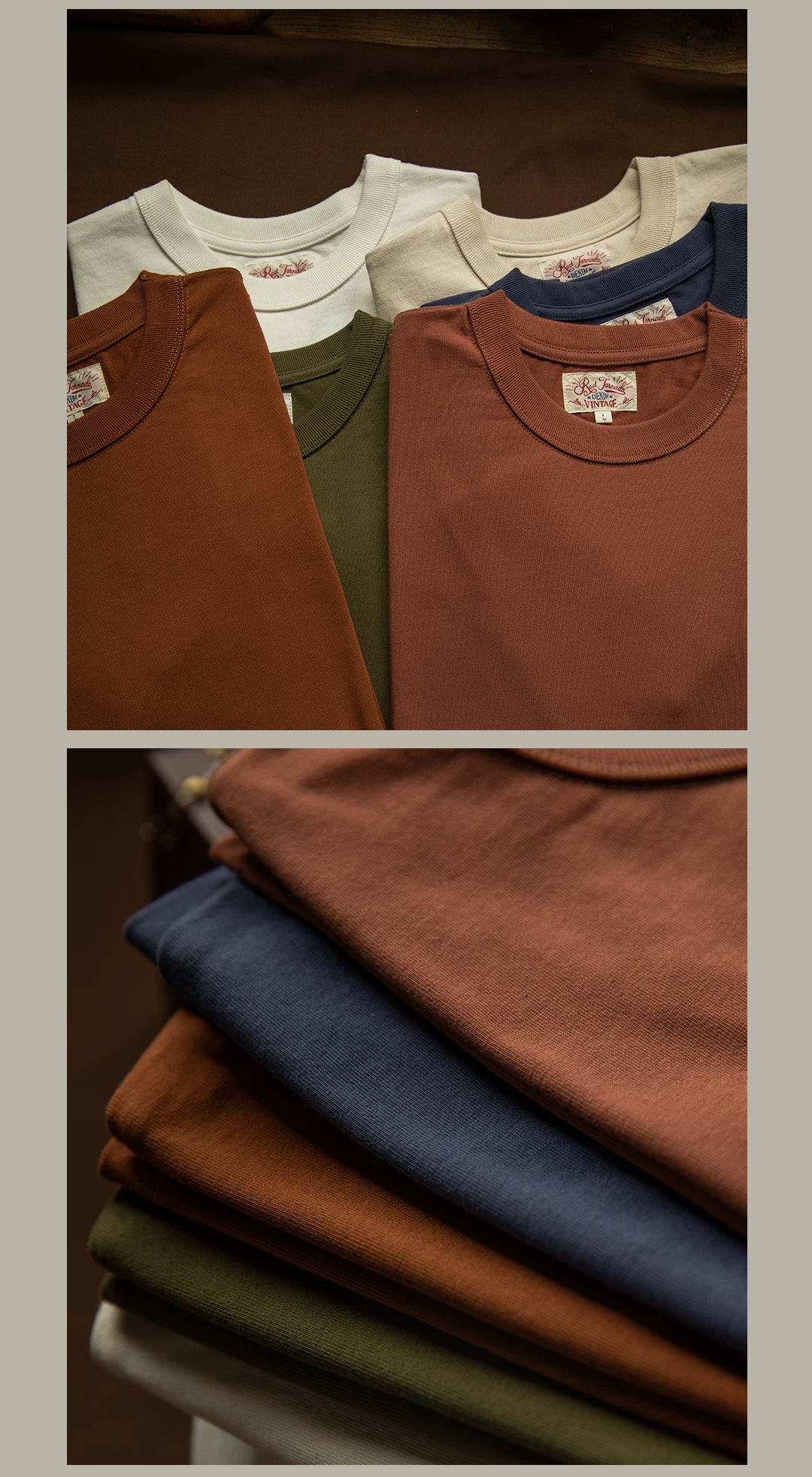 T1-0006 Red Tornado Big US European Size Crew Neck T-Shirts Men 270gsm Heavy  100% Cotton Casual Tee Shirt