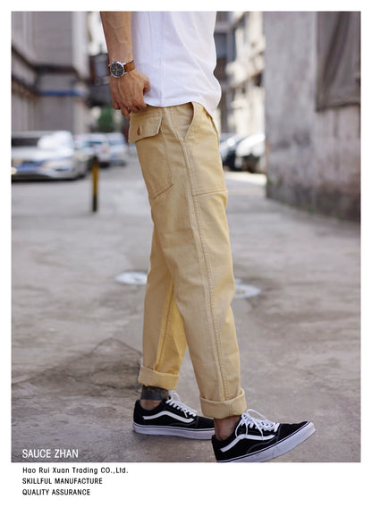 SauceZhan OG107 Utility Fatigue Pants Military PANTS Classic Cargo  Olive  Men's Baker Pants Satin Cotton Straight Fit