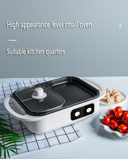 2 in 1 Non-Stick Shabu Pot and Griddle Multi Cookers BBQ Shabu Shabu Pot with Grill, Steaks, Ramen& Noodles,electric cooking pot